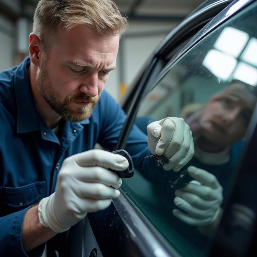 Mobile car window repair technician in Seattle