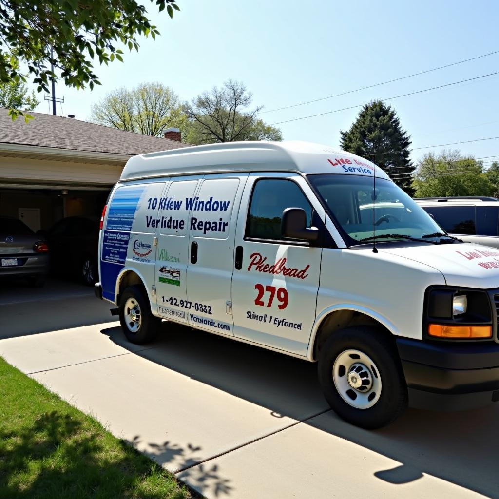 Mobile car window repair service van in Tahlequah