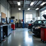 Modern car diagnostic equipment in an Alberon auto repair shop