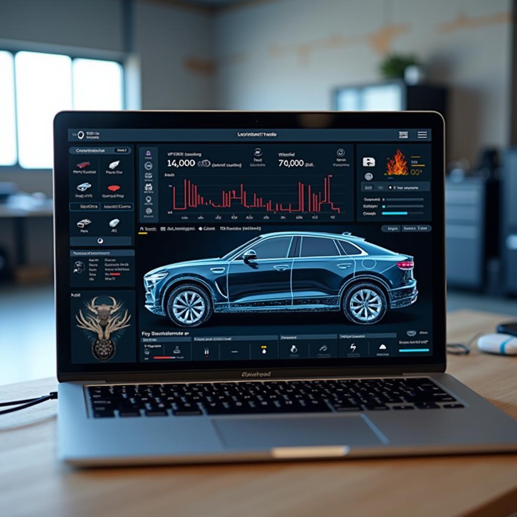 Screenshot of advanced car diagnostic software on a modern laptop