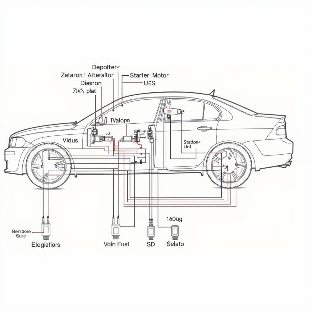 A detailed diagram illustrating the components of a modern car's electrical system