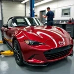 Mazda MX5 undergoing car body repair in Ilkeston