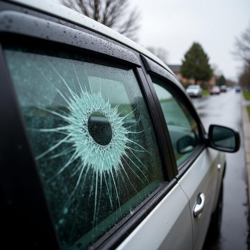 Car with Damaged Window in New Plymouth