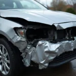 Car with significant body damage in Northfleet