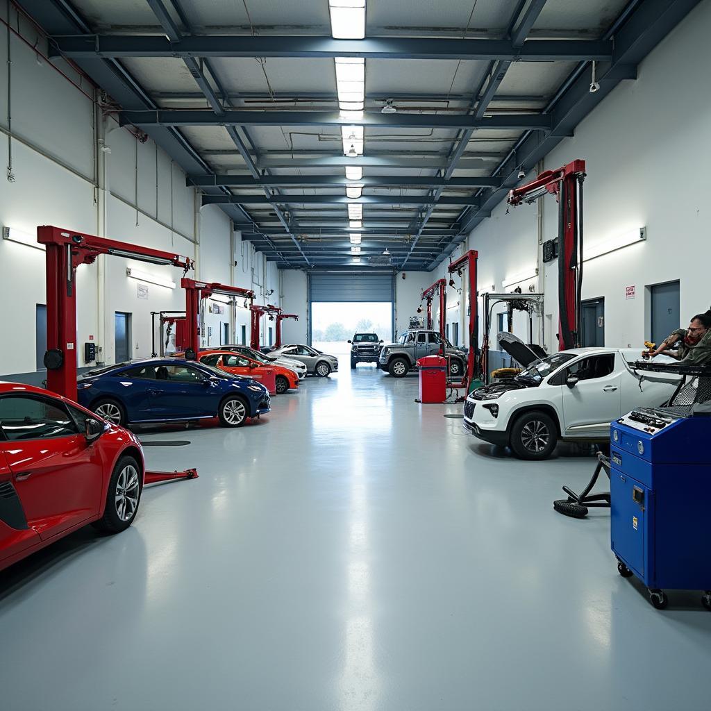 Modern car repair shop in Oswestry with advanced equipment