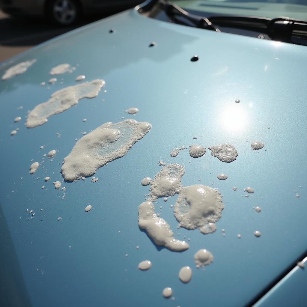 Paint blisters on a car hood