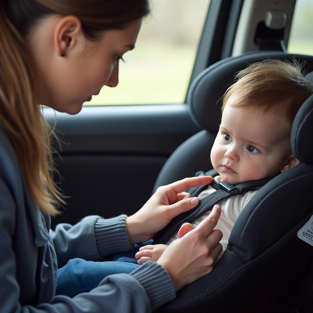 Parent and Technician Discussing Car Seat Repair