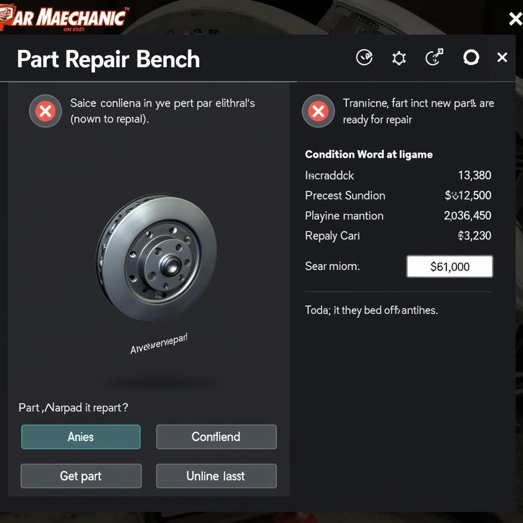 Part Repair Bench Interface