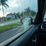 Car window with a large crack in Pembroke Pines