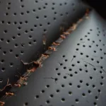 Perforated leather car seat with visible damage