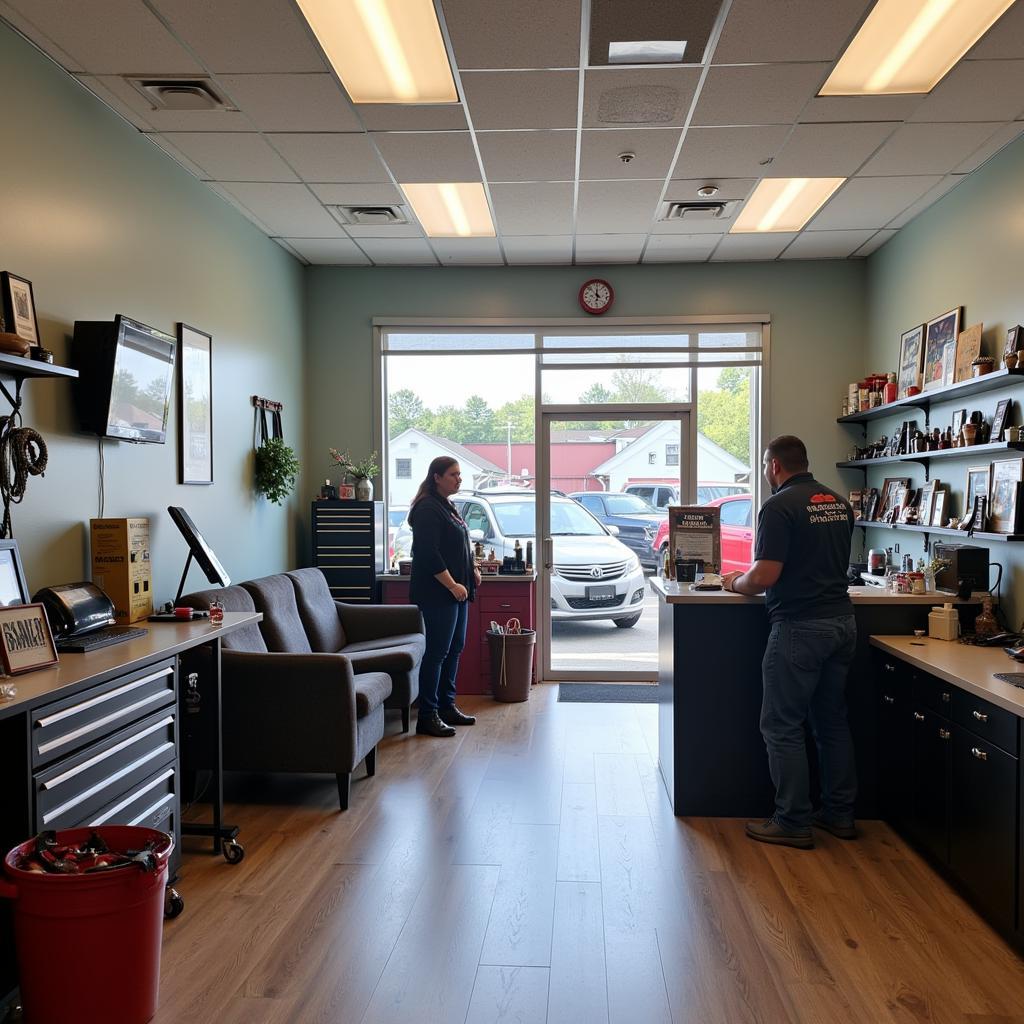 interior of a car window repair shop in Peterborough