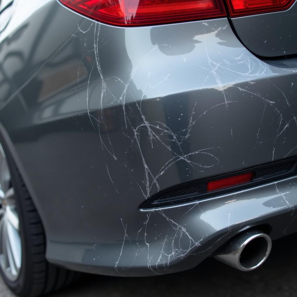 Car with Scratches on Plastic Bumper