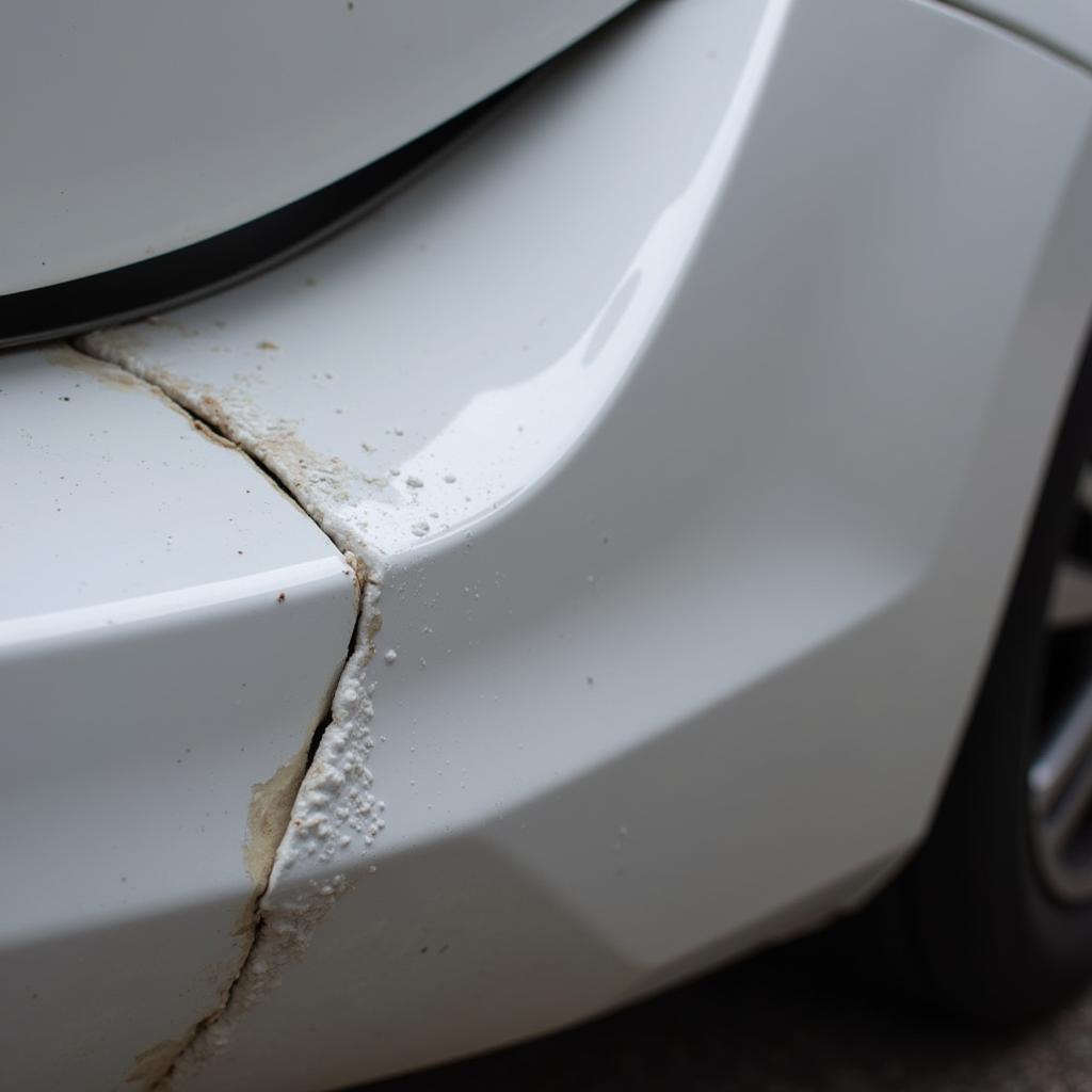 A newly polished car bumper