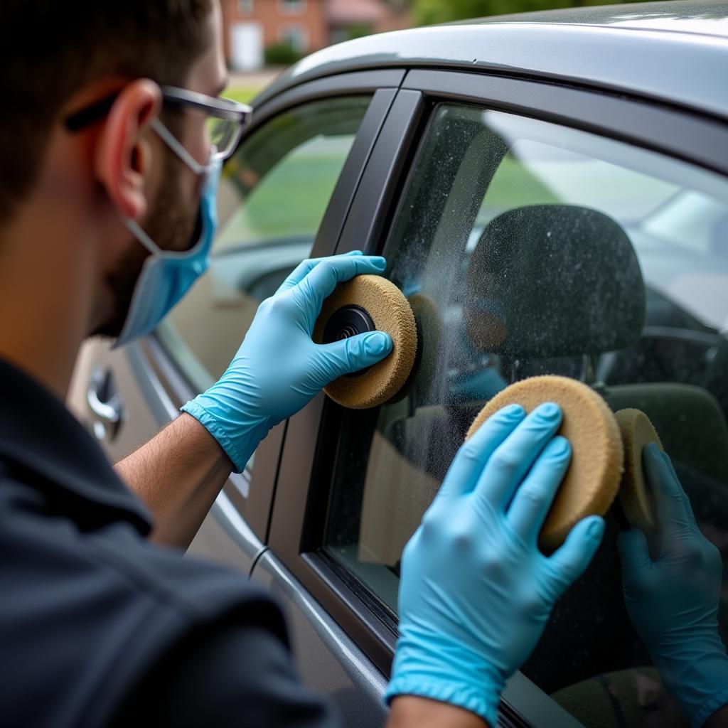 Polishing Car Window Scratch