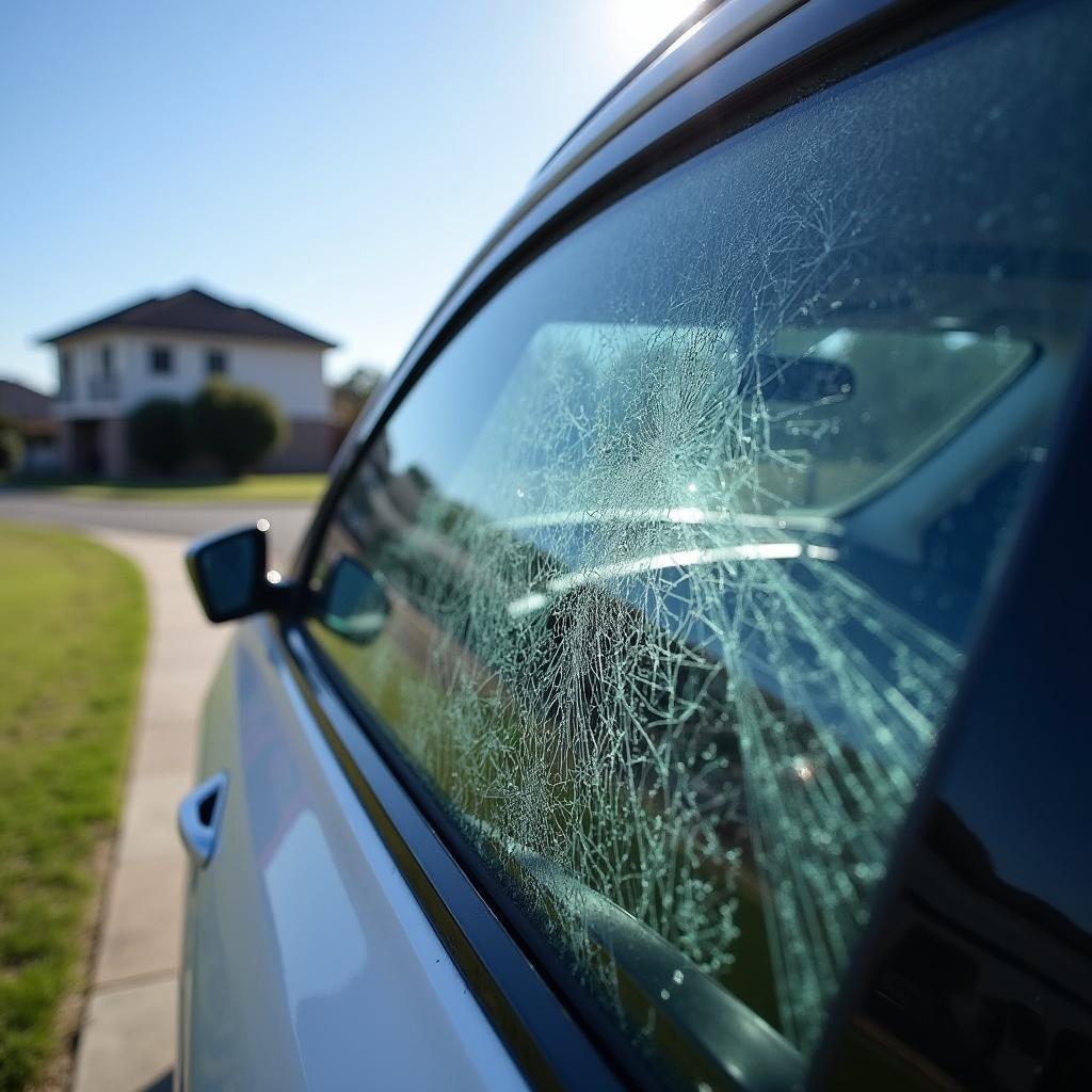 Car window with damage in Ponsonby