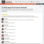 Customers leaving positive reviews for a car body repair shop