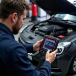 Professional Car Diagnostic Tool in Use