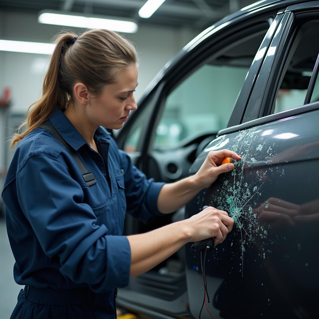 Expert Repairing Broken Car Door Window