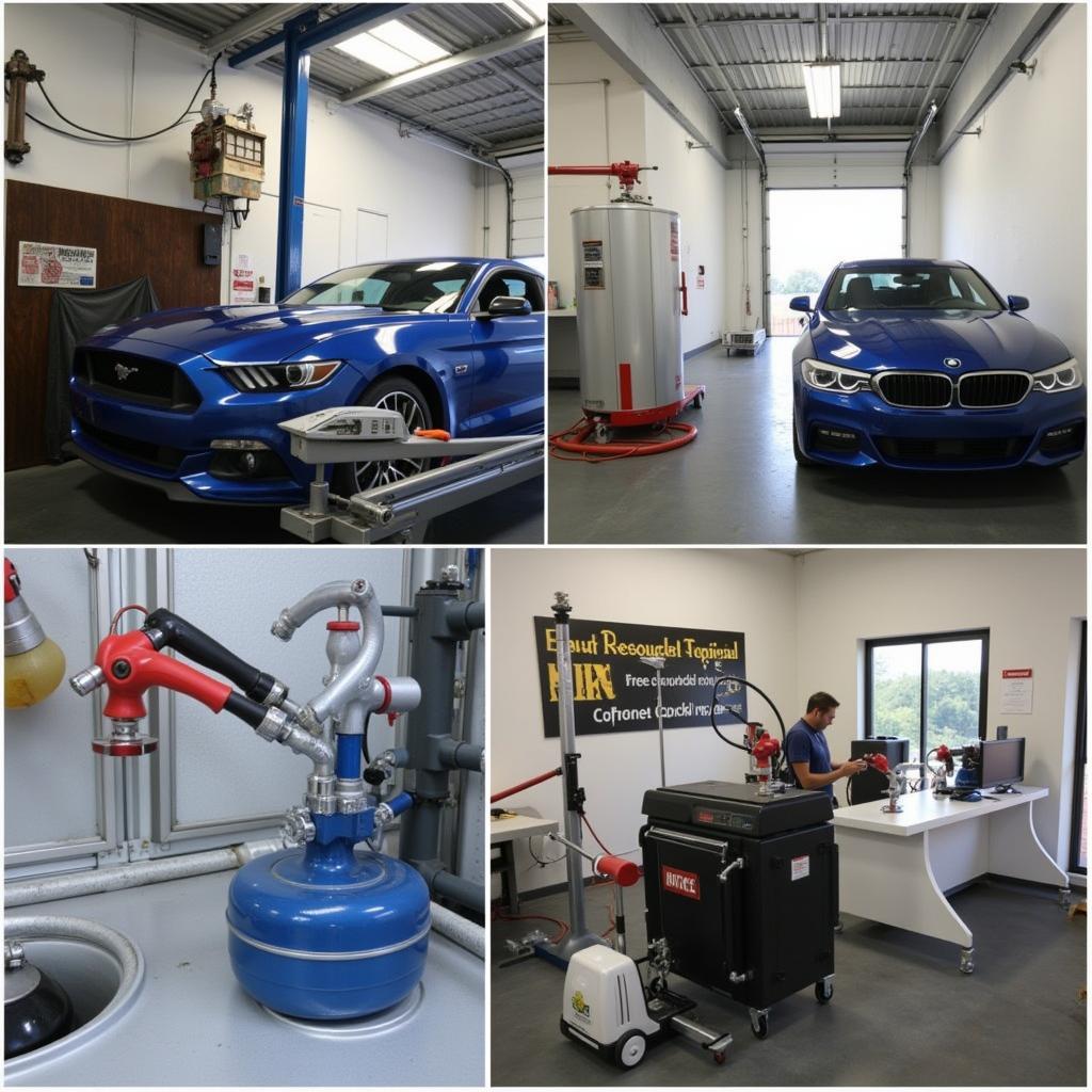 Professional Car Paint Repair Shop Environment and Equipment