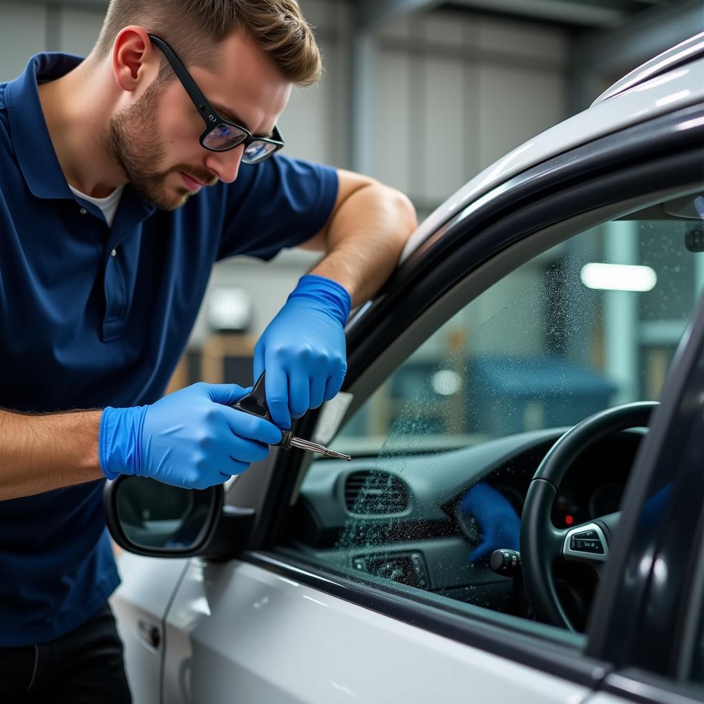 Professional Car Window Glass Scratch Repair Process