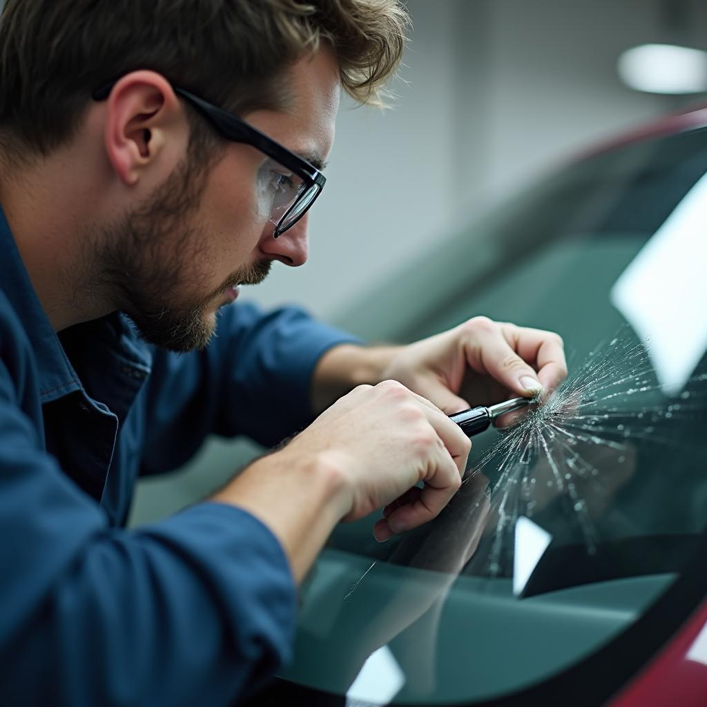 Professional Car Window Repair in Progress