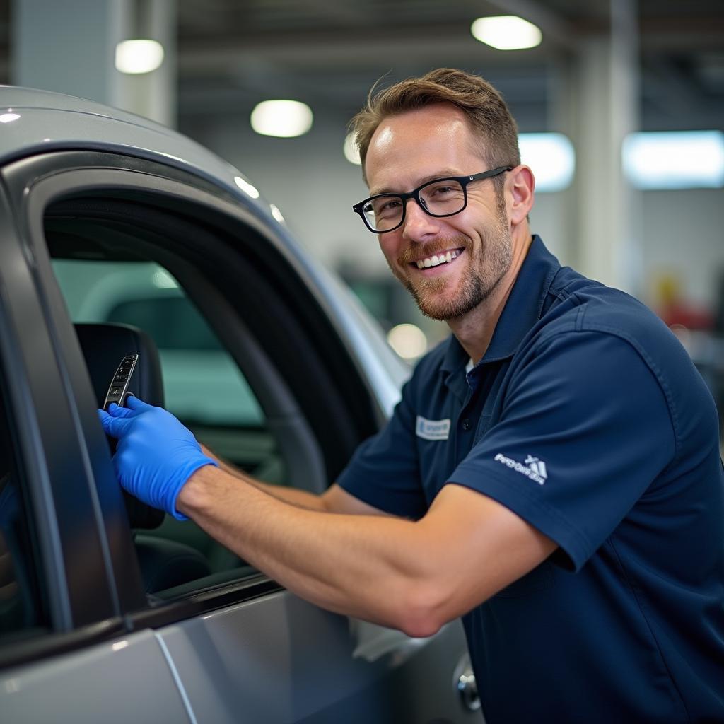 Professional car window glass repair services in a Cheltenham garage