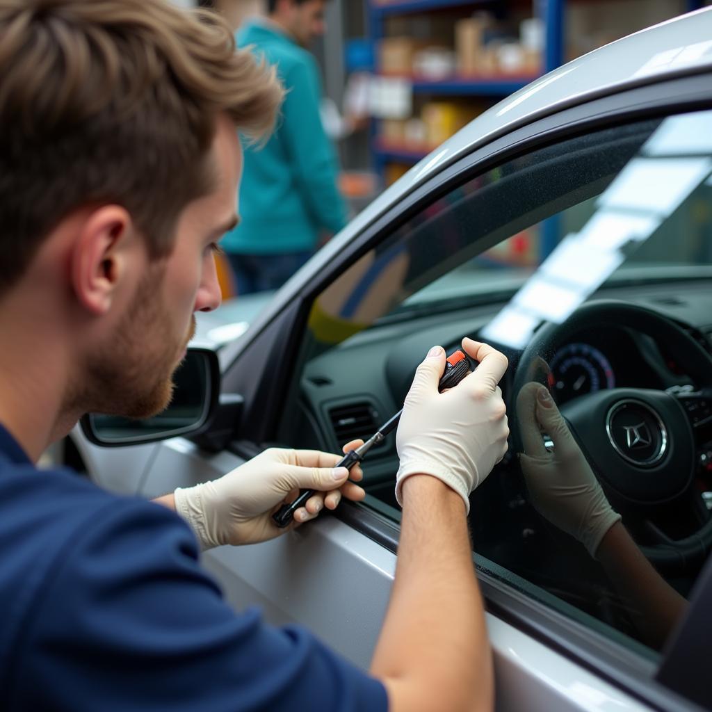 Professional Car Window Scratch Repair Process