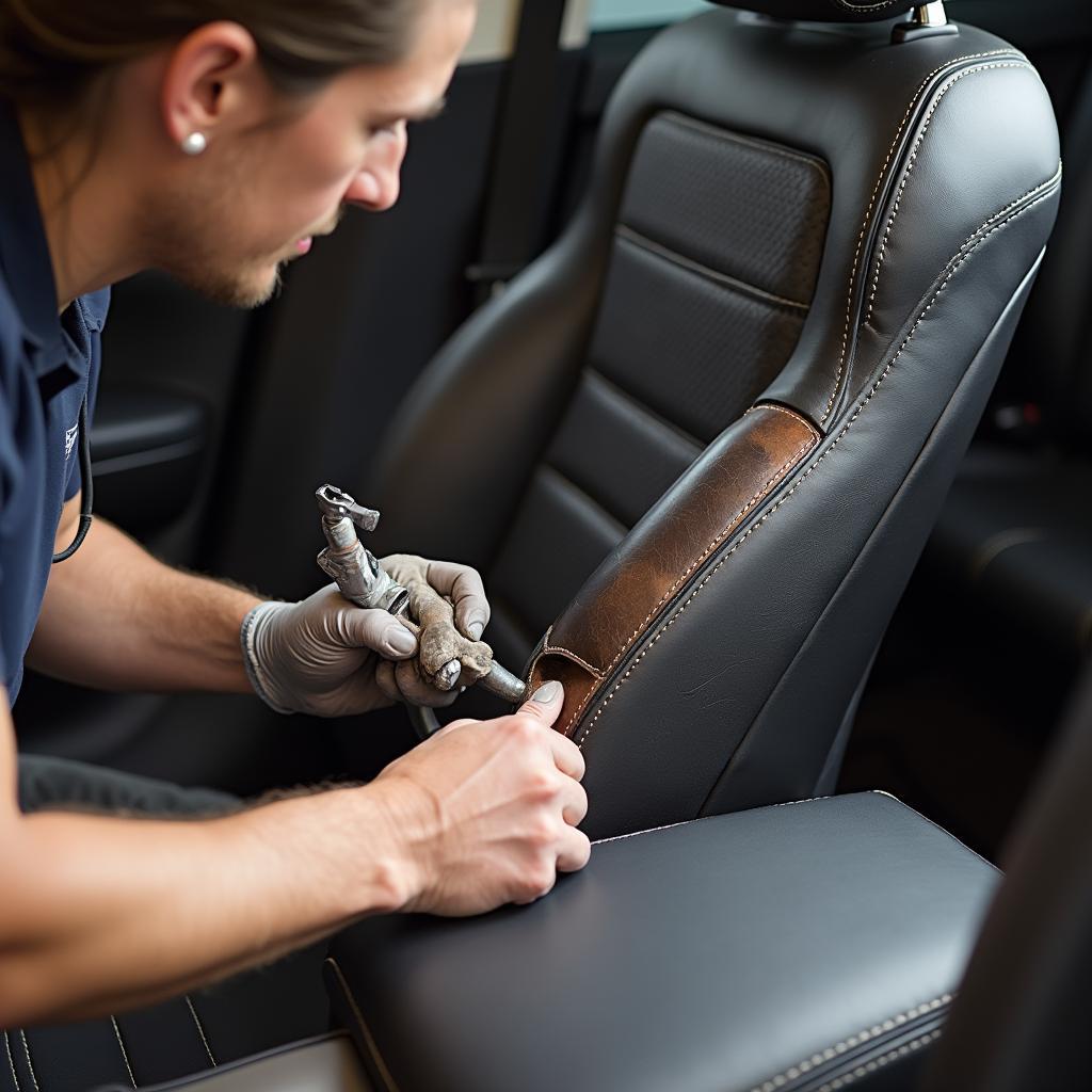 Professional Leather Car Seat Repair Process