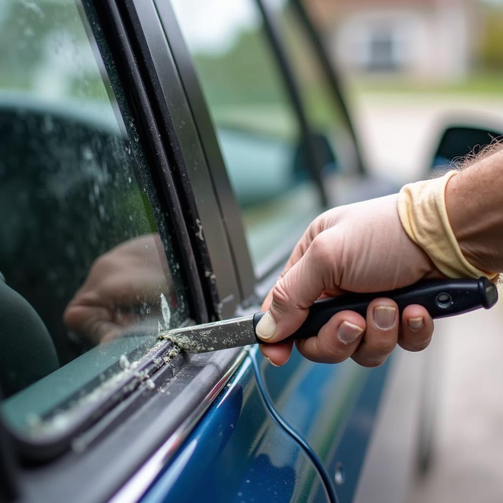 Removing Old Sealant from a Car Window