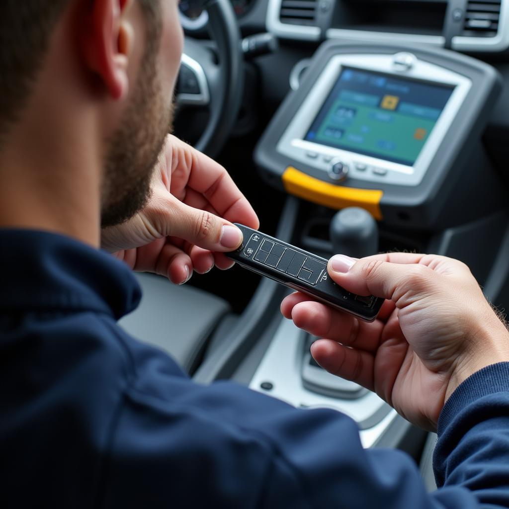 renault scenic car key being programmed