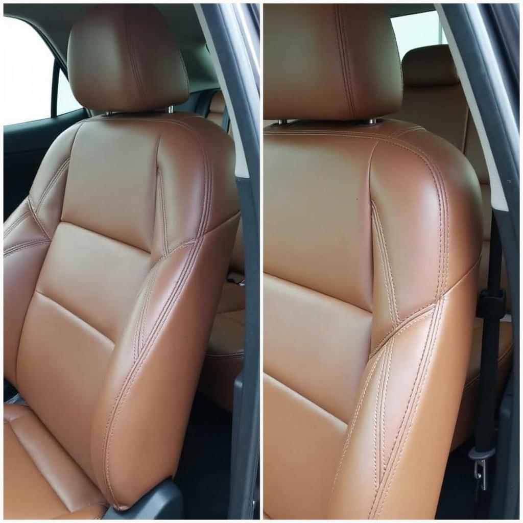 Repaired Leather Car Seat