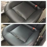 A successfully repaired cut on a leather car seat