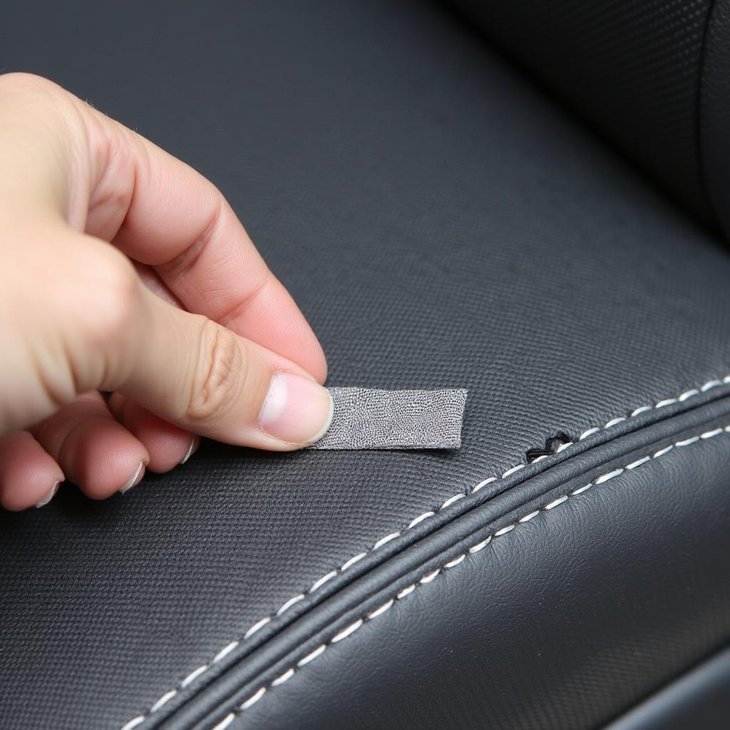 Applying Fabric Patch to Car Seat