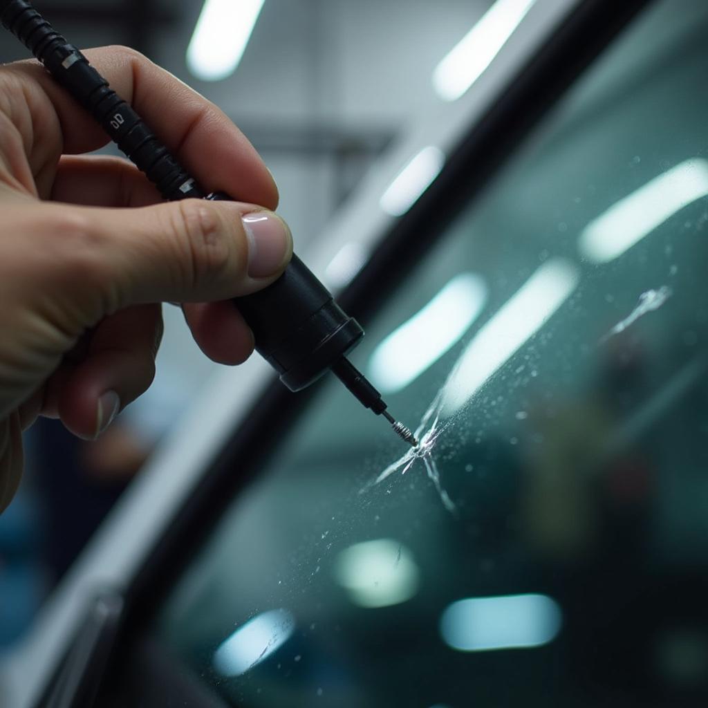 Repairing a Car Window Chip with Resin