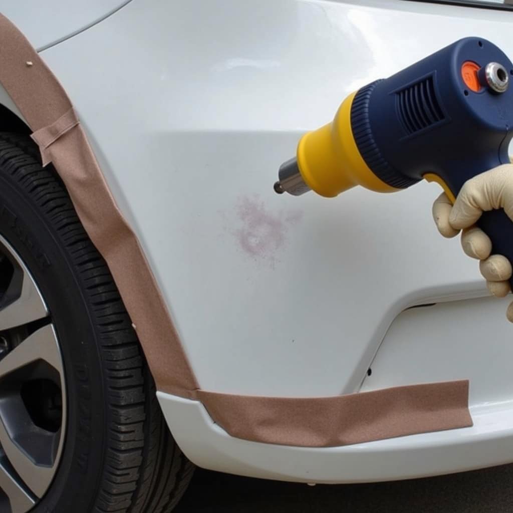 Repairing Dent on a Plastic Car Bumper