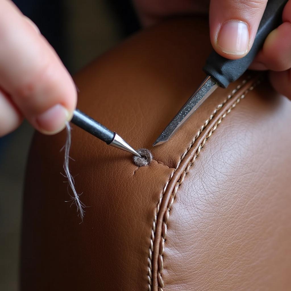 Repairing a Leather Car Seat Seam