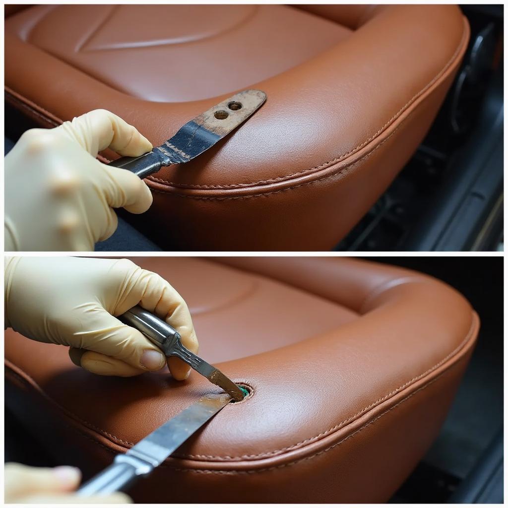 Repairing Leather Car Seat with Filler