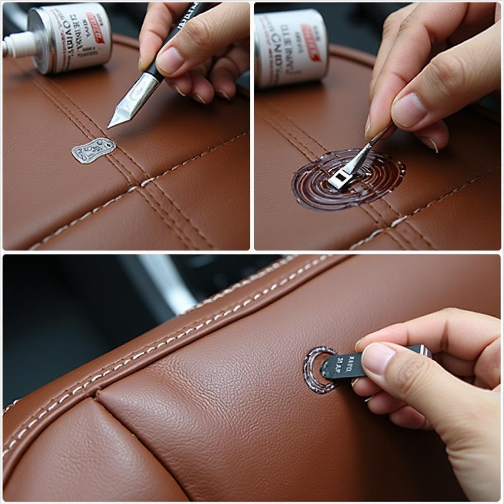 Repairing scratches on a leather car seat