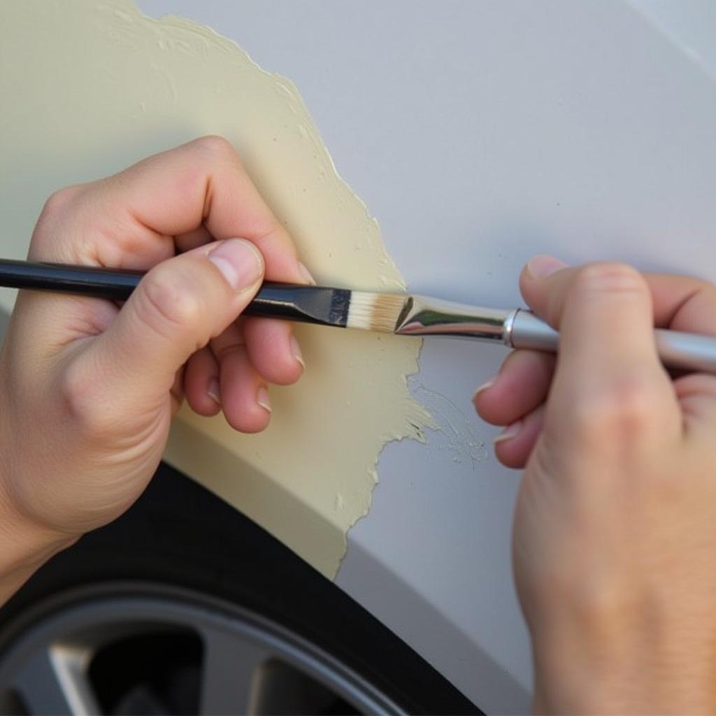 Repairing a small crack with touch-up paint