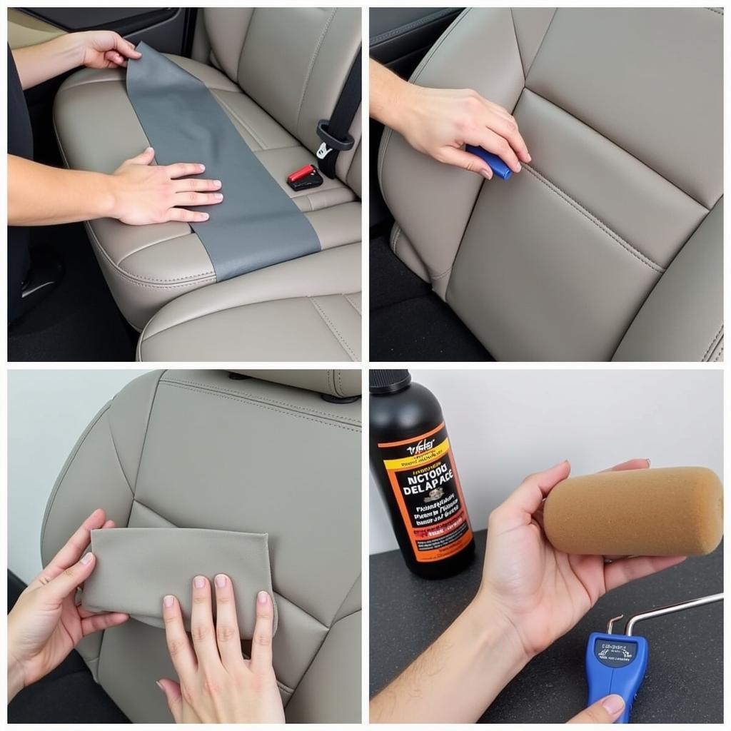 Repairing a tear in a vinyl car seat