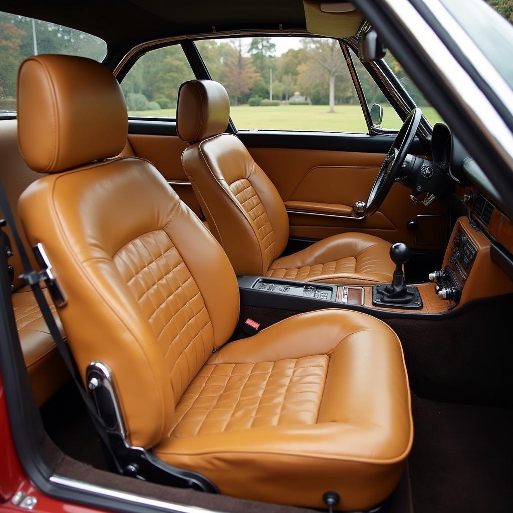 Restored Tan Leather Interior in an Alfa Romeo GTV