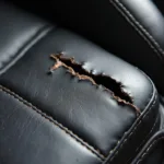 Ripped leather car seat