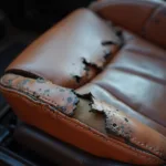 Ripped leather car seat