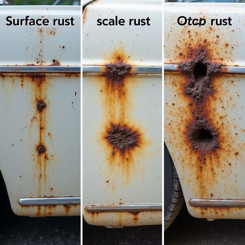 Different Levels of Rust Damage on a Car