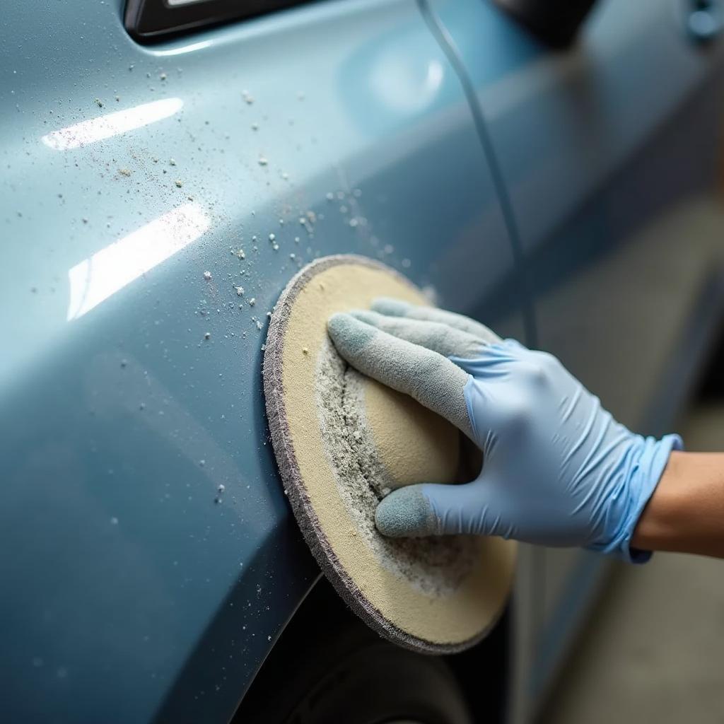 Sanding paint blisters on car