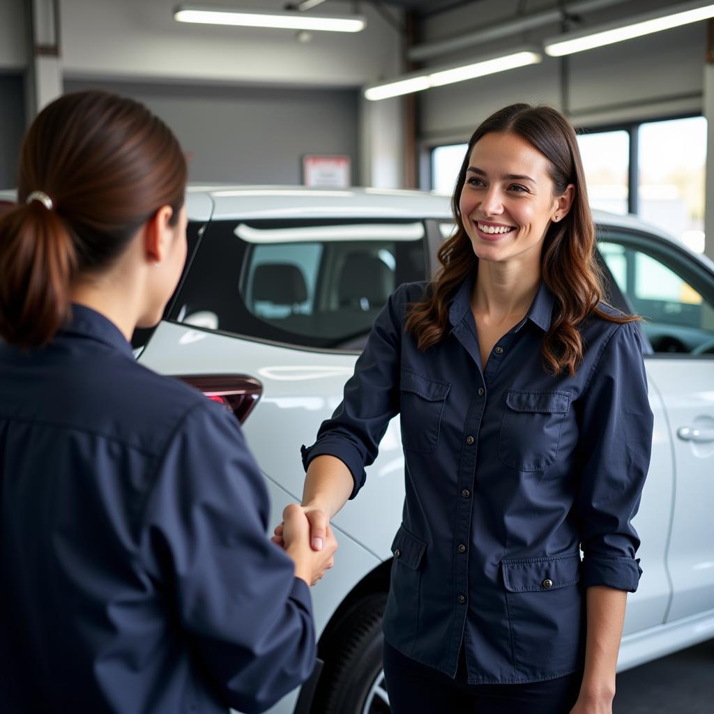 Satisfied Customer Receiving Repaired Car in Leicester