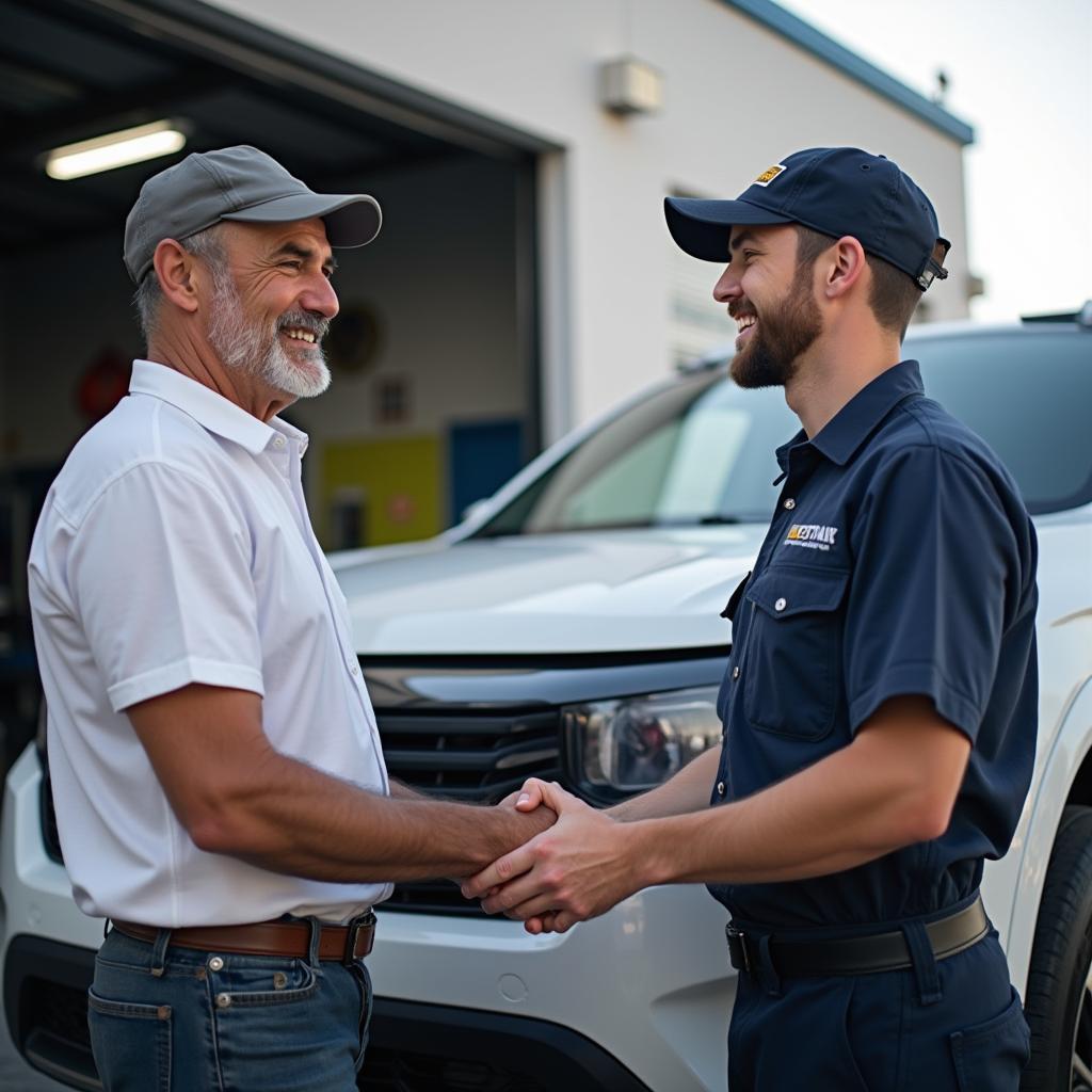 Satisfied Customer at Car Repair Shop on Wesley Avenue