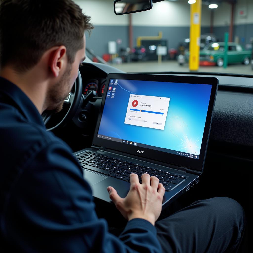 Scanning for malware on a car repair laptop