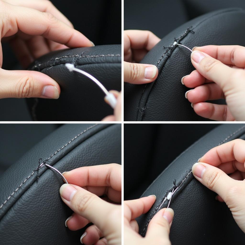 Using a Curved Needle to Repair a Car Seat Seam