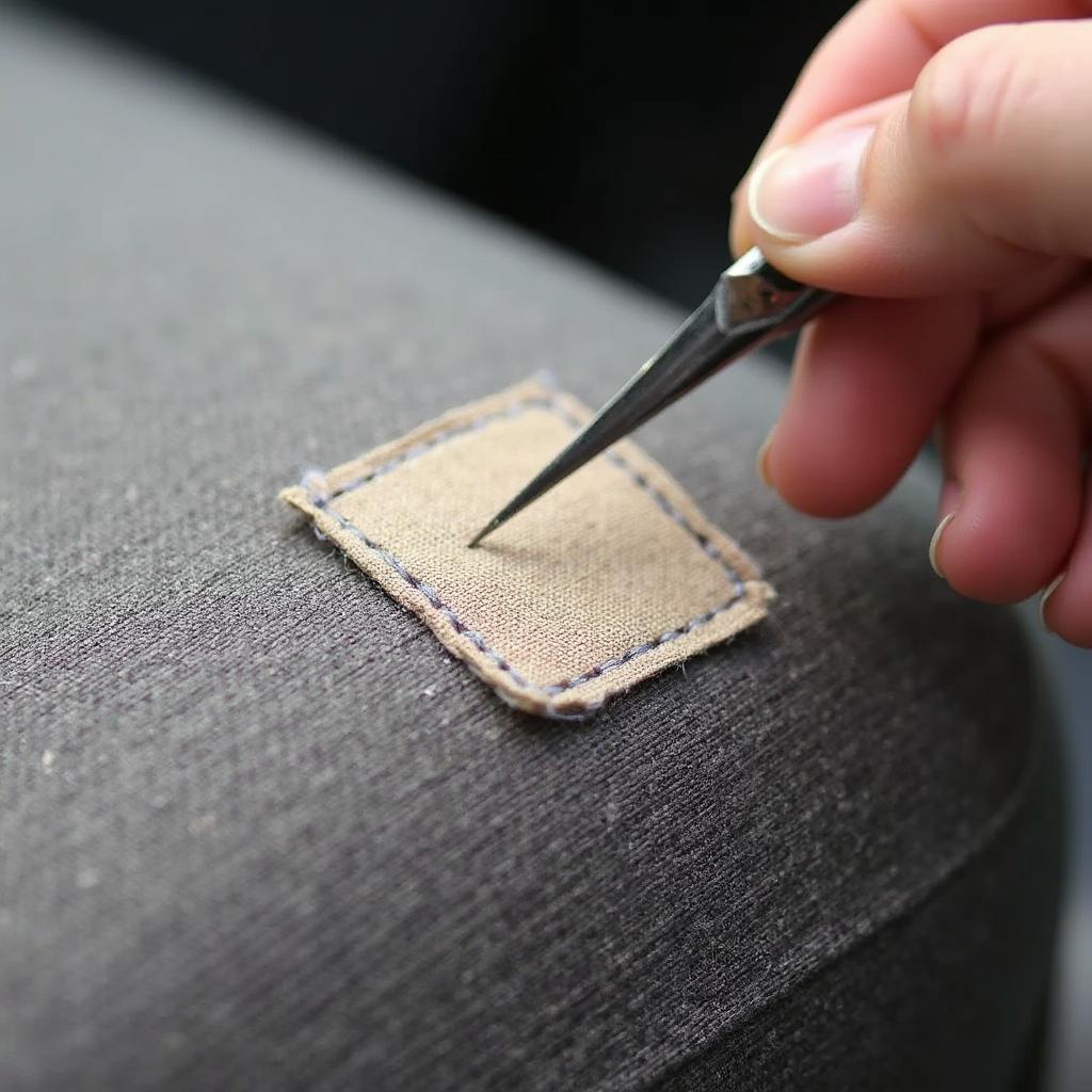 Sewing a Fabric Patch onto a Car Seat